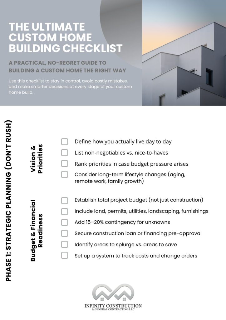 Custom Home Building Checklist - Phase 1