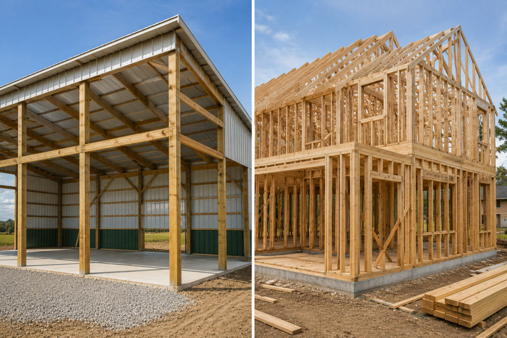 Post Frame vs Stick Frame Construction