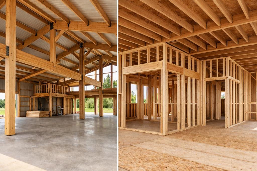 Post Frame vs Stick Frame Home Applications