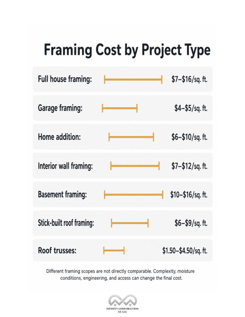 Framing Cost by Project Type - Infographics