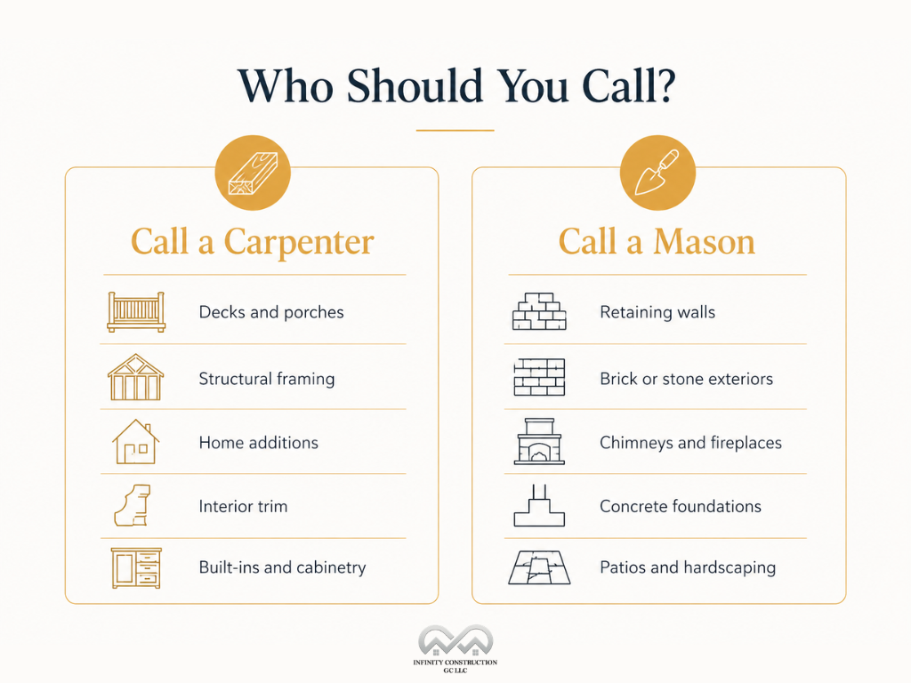 Who Should You Call - Carpenter or Mason? - Infographic